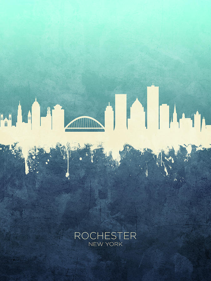 Rochester Skyline Digital Art - Rochester New York Skyline #15 by Michael Tompsett