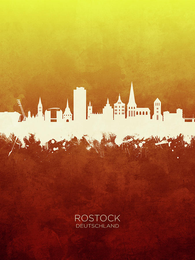 Rostock Germany Skyline #15 Digital Art by Michael Tompsett