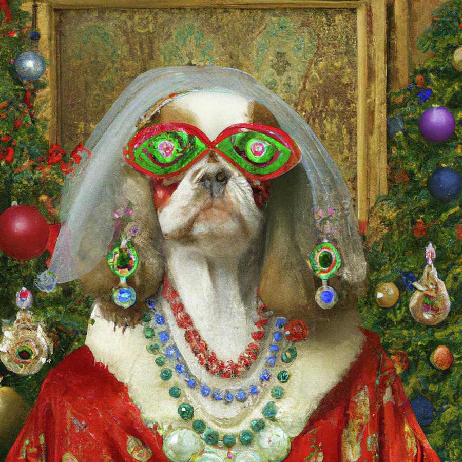 Royal, Ugly Christmas, Pet Portrait, Royal Dog Painting, Animal, King Portrait, Classic Pet Portrait #15 Painting by Ricki Mountain