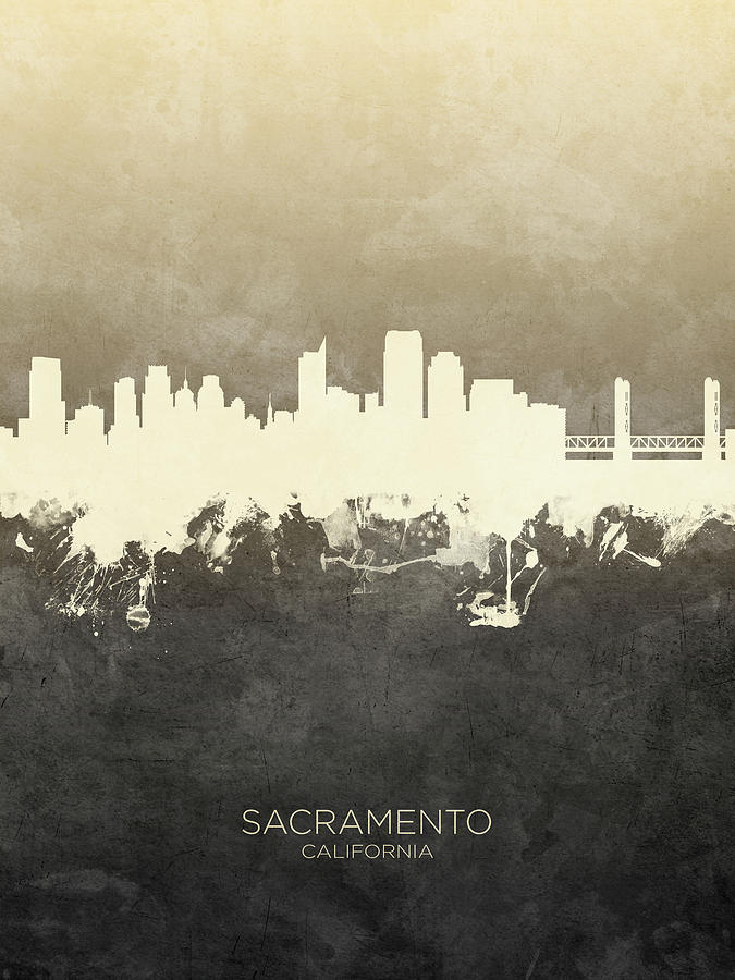 Sacramento Digital Art - Sacramento California Skyline #15 by Michael Tompsett