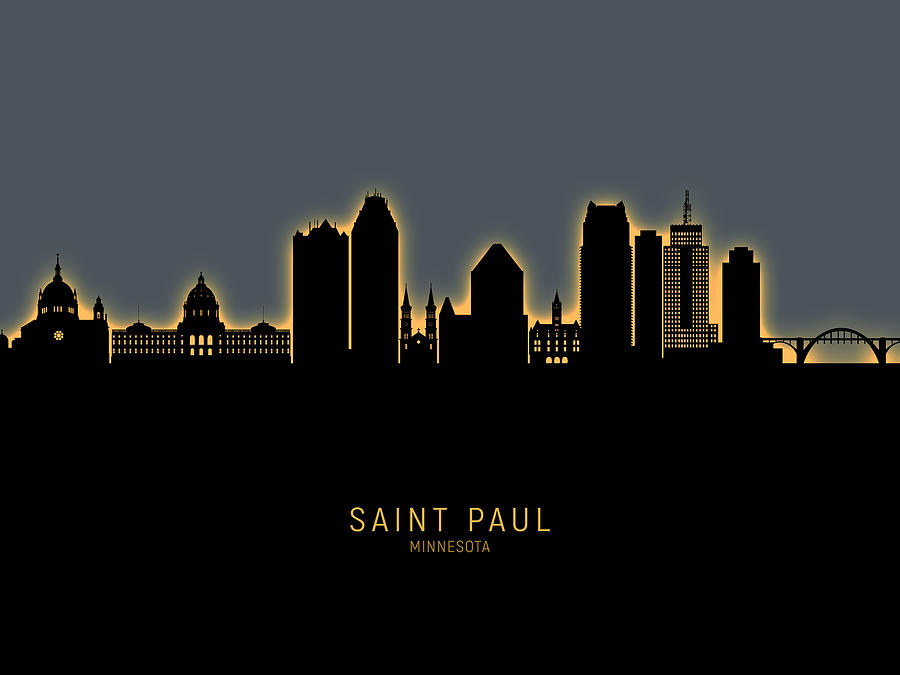 Skyline Digital Art - Saint Paul Minnesota Skyline #15 by Michael Tompsett