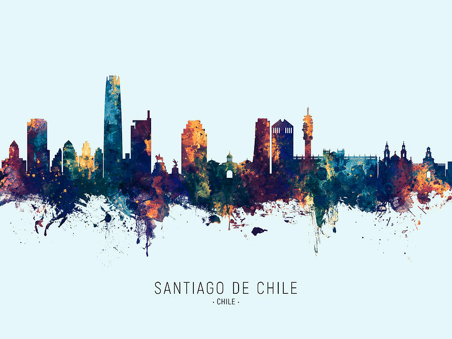 Santiago de Chile Skyline #15 Digital Art by Michael Tompsett