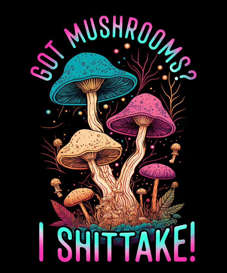 Mushroom Digital Art - Shiitake Mushroom Forest Fungi Shiitake Moral Vegan Umami #15 by Toms Tee Store