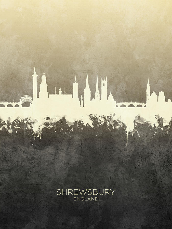 Shrewsbury England Skyline #15 Digital Art by Michael Tompsett