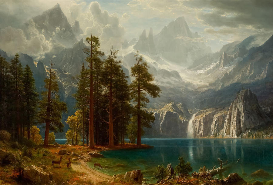 Albert Bierstadt  Painting - Sierra Nevada by Albert Bierstadt by Mango Art