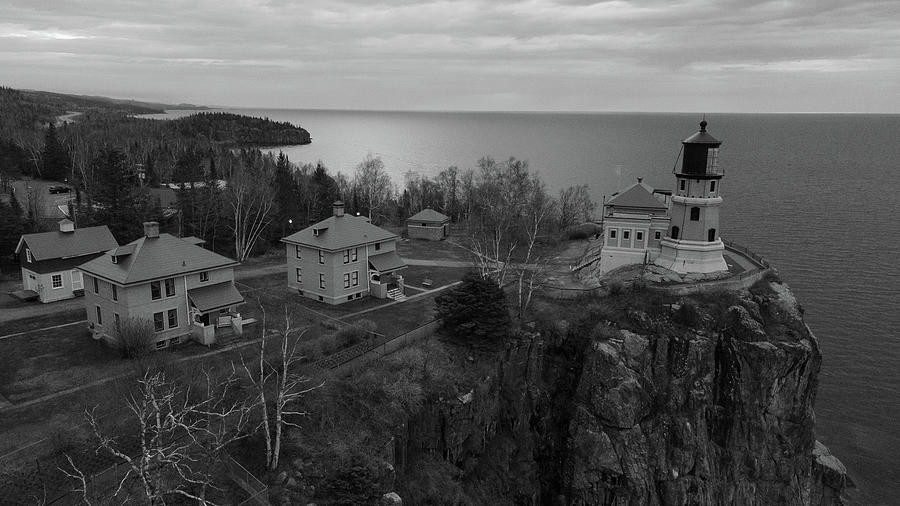 Split Rock Lighthouse in Minnesota located along Lake Superior in black and white #15 Photograph by Eldon McGraw