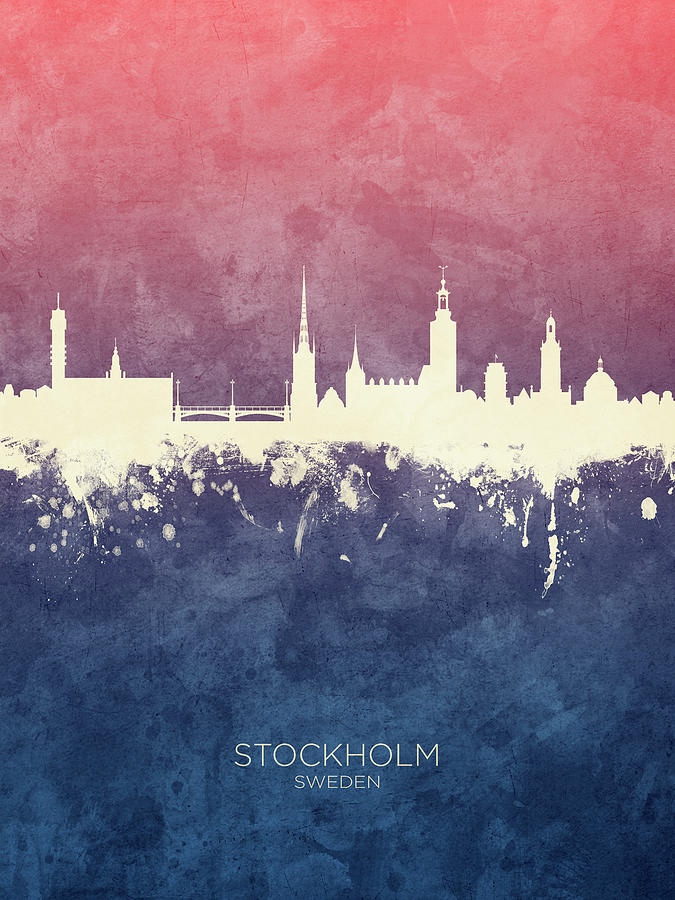 Skyline Digital Art - Stockholm Sweden Skyline #15 by Michael Tompsett