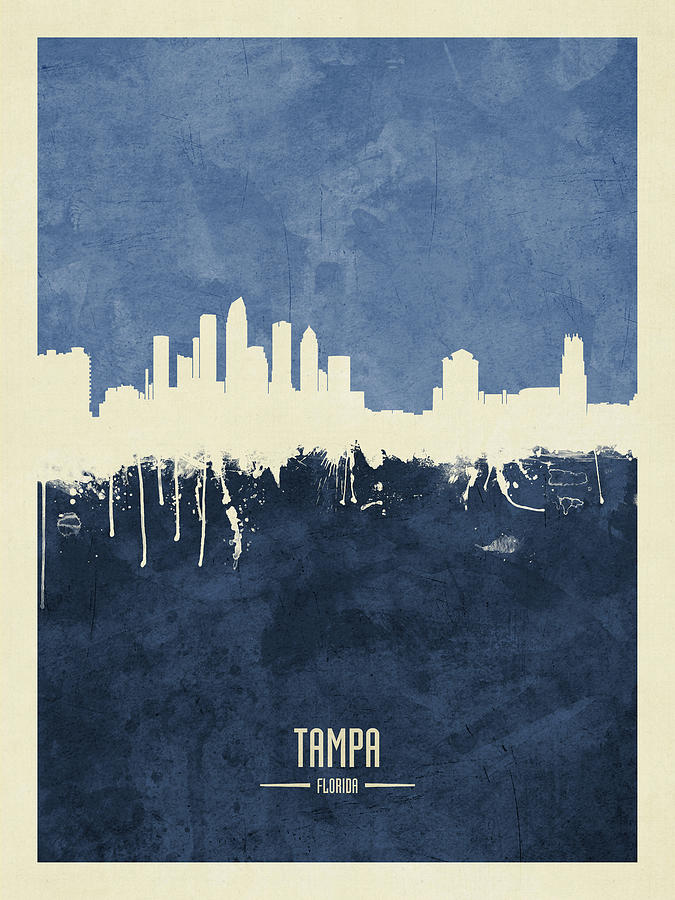 Tampa Digital Art - Tampa Florida Skyline #15 by Michael Tompsett