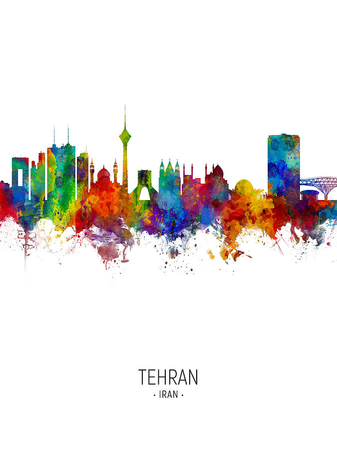 Tehran Iran Skyline #15 Digital Art by Michael Tompsett