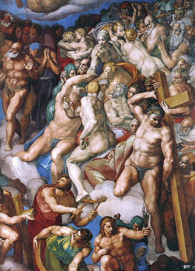 Michelangelo Painting - The Last Judgment, detail #15 by Michelangelo Buonarroti