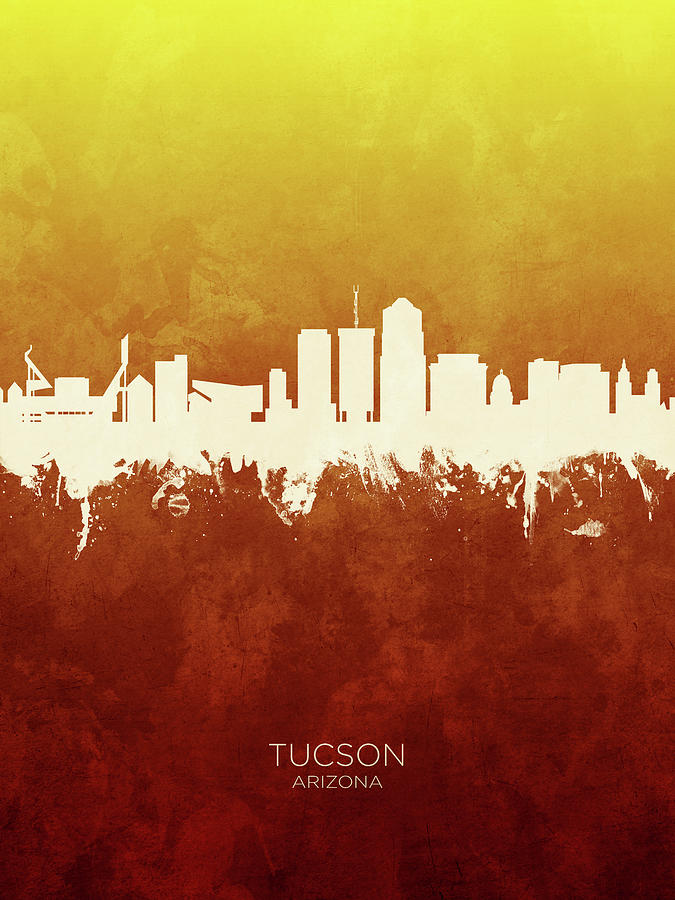 Tucson Digital Art - Tucson Arizona Skyline #15 by Michael Tompsett