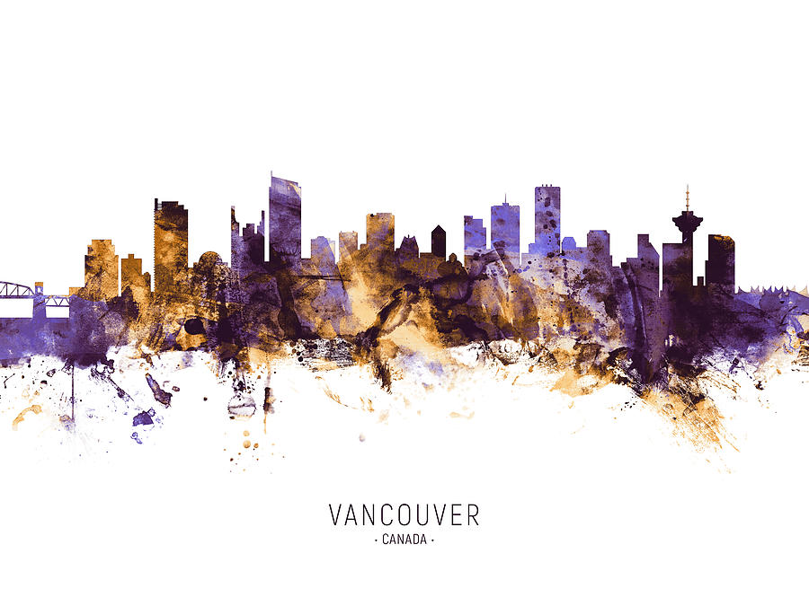 Skyline Digital Art - Vancouver Canada Skyline #15 by Michael Tompsett