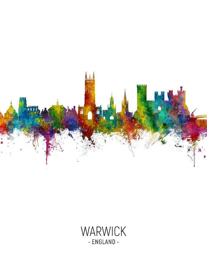 Warwick England Skyline #15 Digital Art by Michael Tompsett
