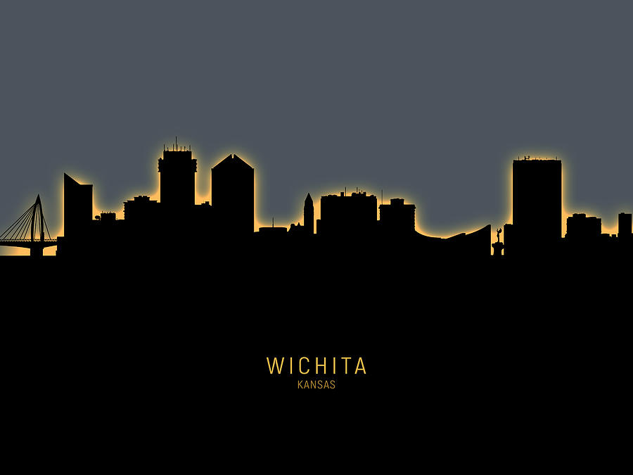 Wichita Digital Art - Wichita Kansas Skyline #15 by Michael Tompsett