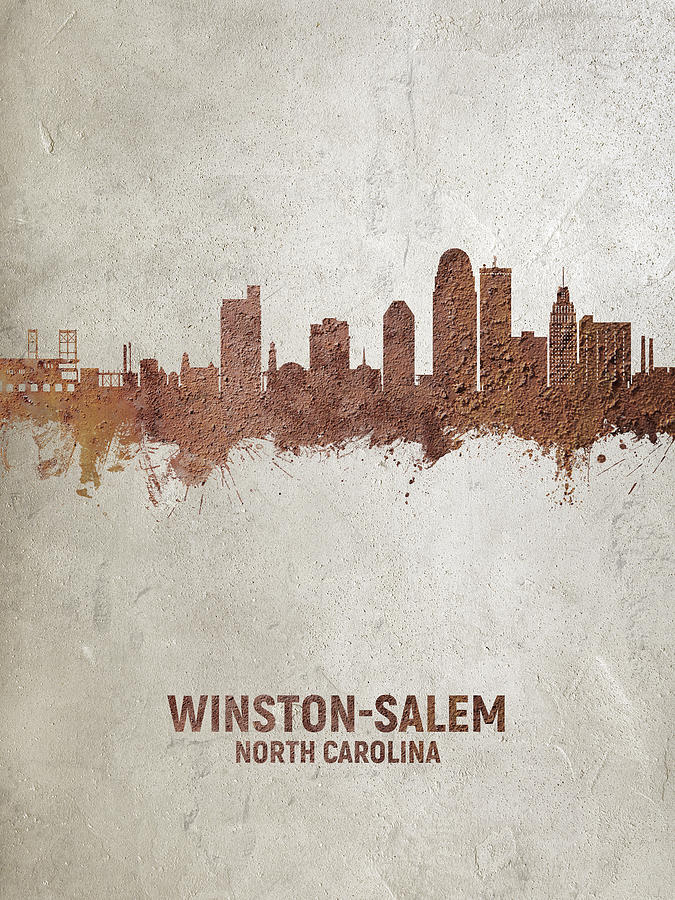 Winston-Salem North Carolina Skyline #15 Digital Art by Michael Tompsett