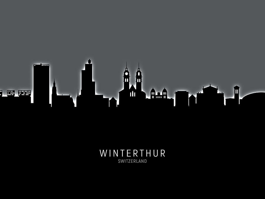 Winterthur Switzerland Skyline #15 Digital Art by Michael Tompsett