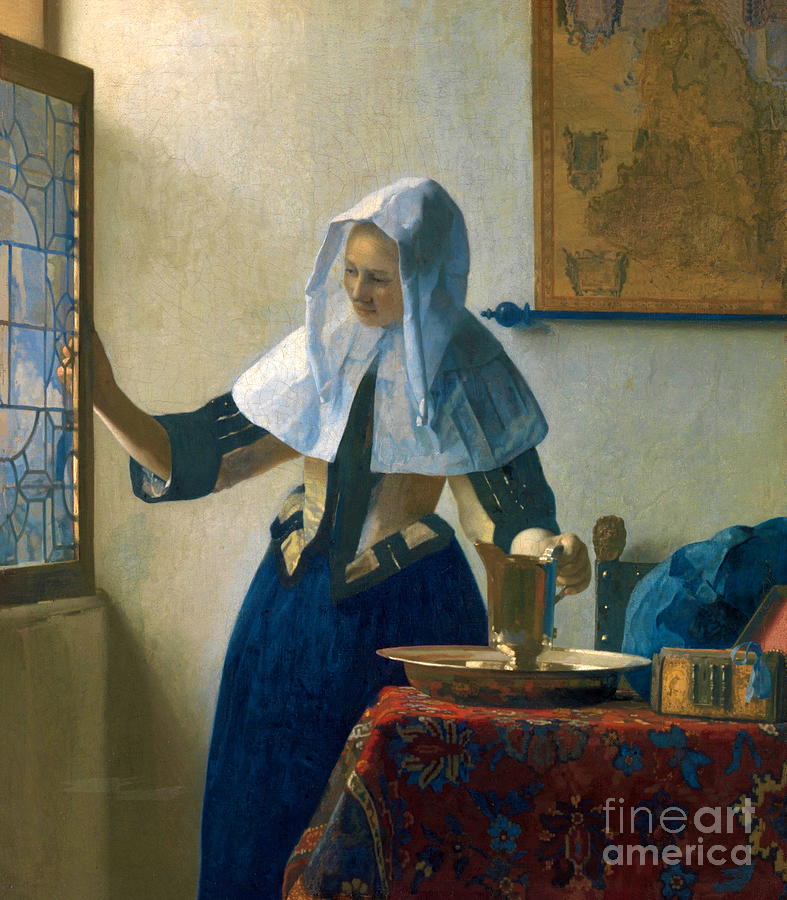 Young Woman with a Water Pitcher #15 Painting by Johannes Vermeer