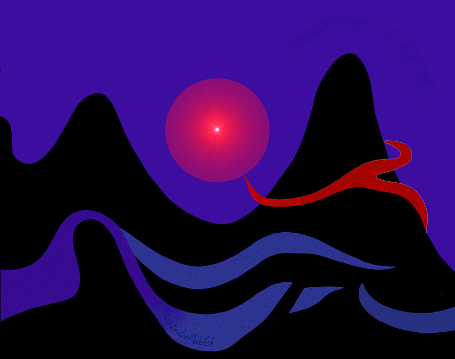 1536 - Red Mountain Sunset Digital Painting -  2017 Digital Art by Irmgard Schoendorf Welch