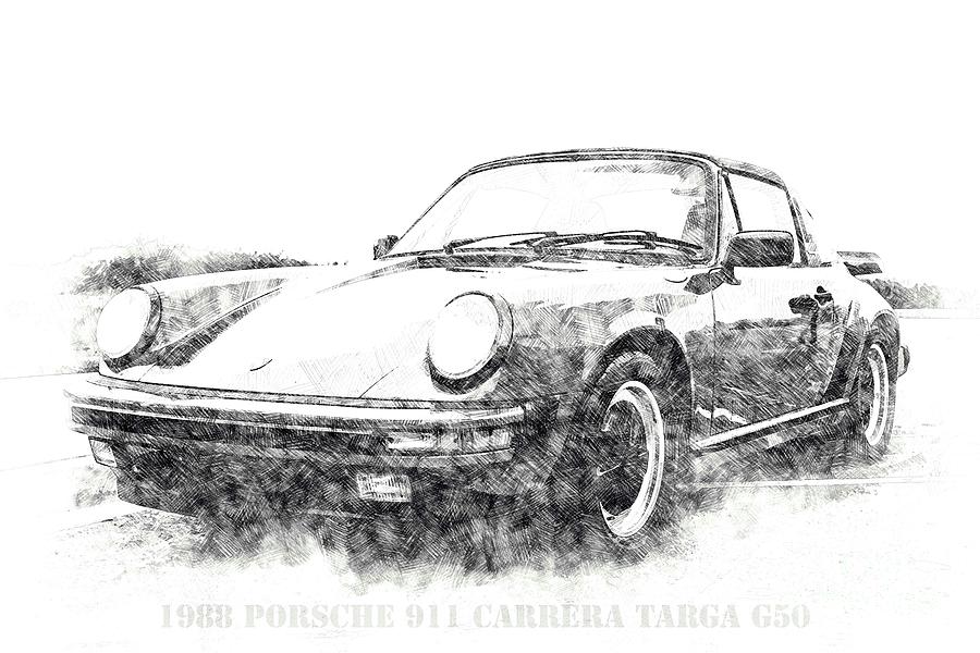1988 Porsche 911 Carrera Targa G50 Artwork Drawing