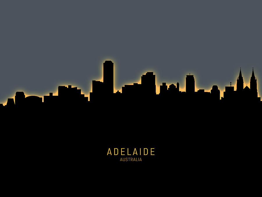 Skyline Digital Art - Adelaide Australia Skyline #16 by Michael Tompsett