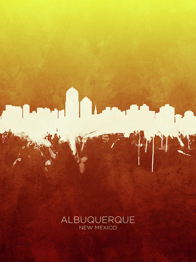 Albuquerque Digital Art - Albuquerque New Mexico Skyline #16 by Michael Tompsett