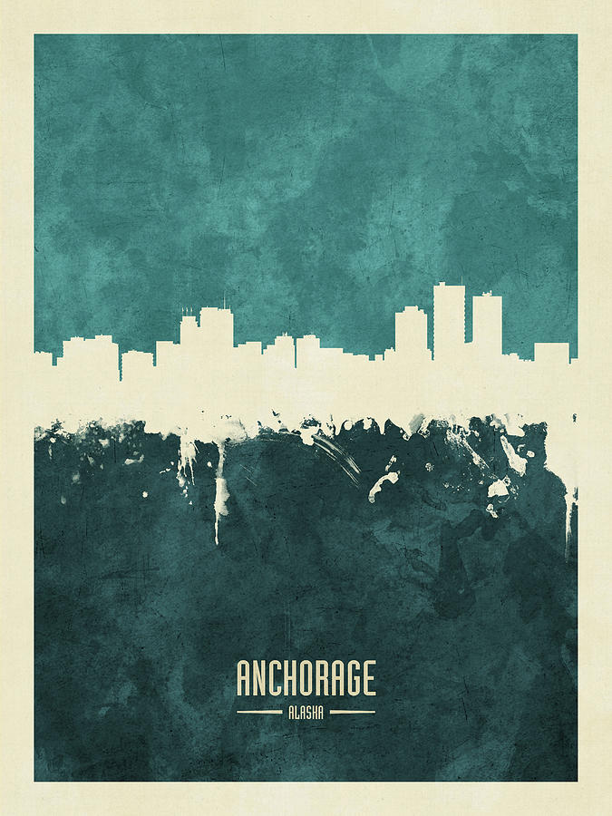 Anchorage Digital Art - Anchorage Alaska Skyline #16 by Michael Tompsett