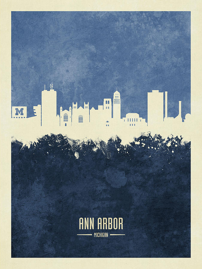 Ann Arbor Michigan Skyline #16 Digital Art by Michael Tompsett