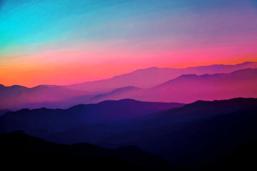 Background Abstract Misty Mountain Range Colourful Wallpaper Digital Art Gradiant Pastel Dramatic Backdrop #16 Photograph by Anand Purohit