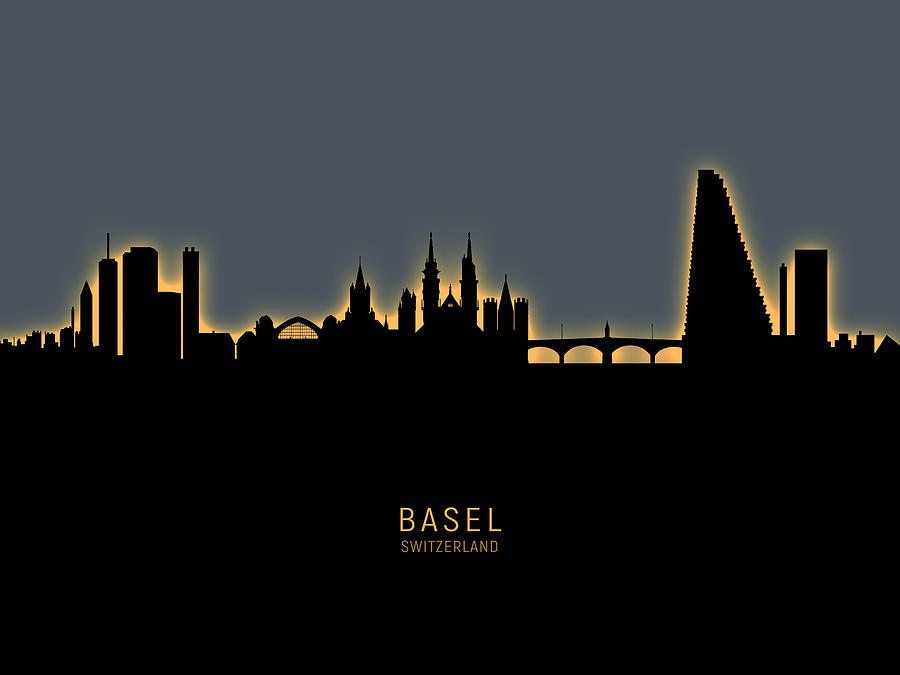 Basel Switzerland Skyline #16 Digital Art by Michael Tompsett