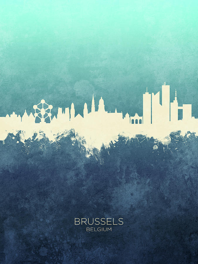Skyline Digital Art - Brussels Belgium Skyline #16 by Michael Tompsett
