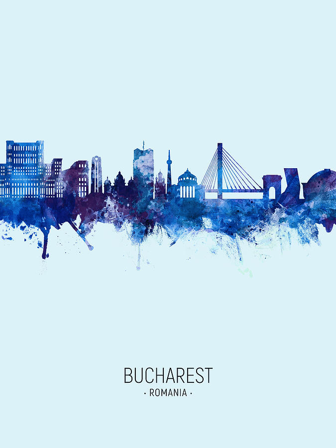 Bucharest Romania Skyline #16 Digital Art by Michael Tompsett