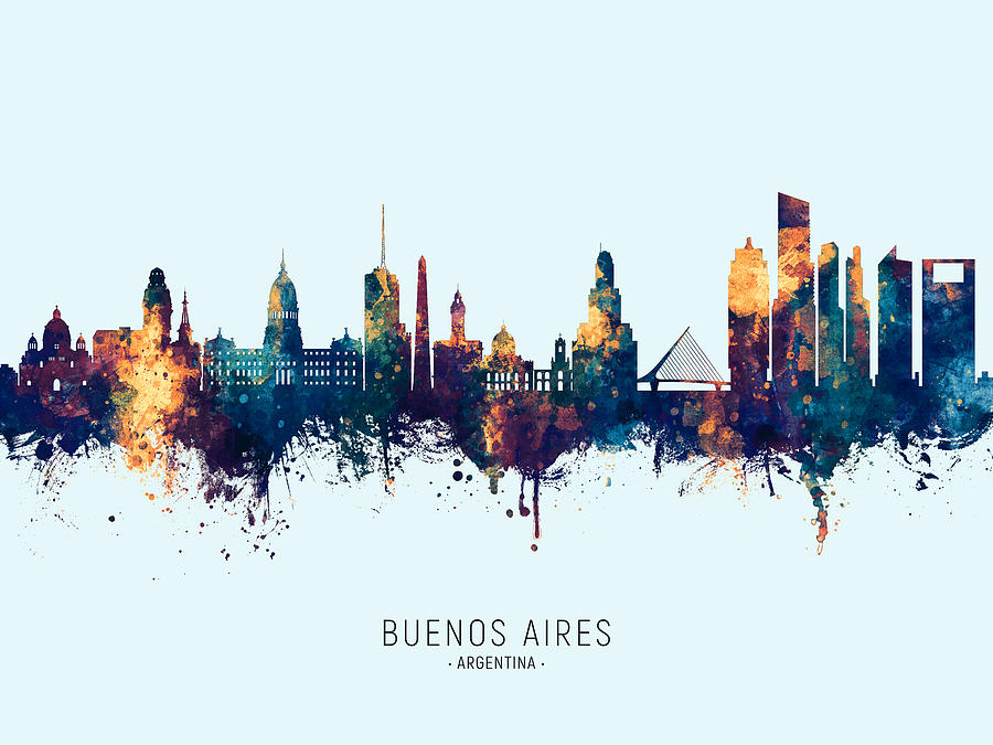Buenos Aires Argentina Skyline #16 Digital Art by Michael Tompsett
