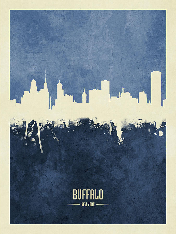 Buffalo Digital Art - Buffalo New York Skyline #16 by Michael Tompsett