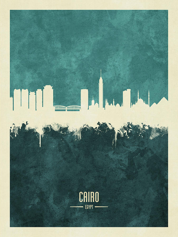 Skyline Digital Art - Cairo Egypt Skyline #16 by Michael Tompsett