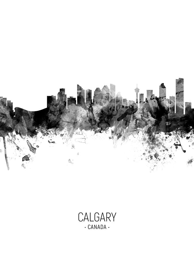 Skyline Digital Art - Calgary Canada Skyline #16 by Michael Tompsett