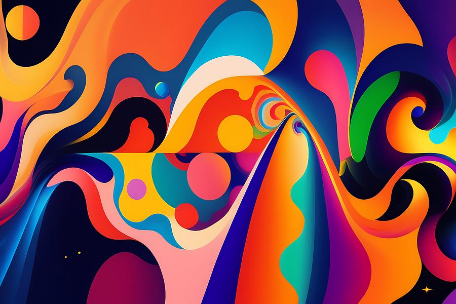 Colorful Trippy Psychedelic Retro Abstract Art Digital Art by Abstract ...