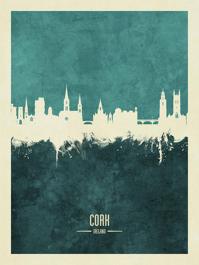 Cork Digital Art - Cork Ireland Skyline #16 by Michael Tompsett