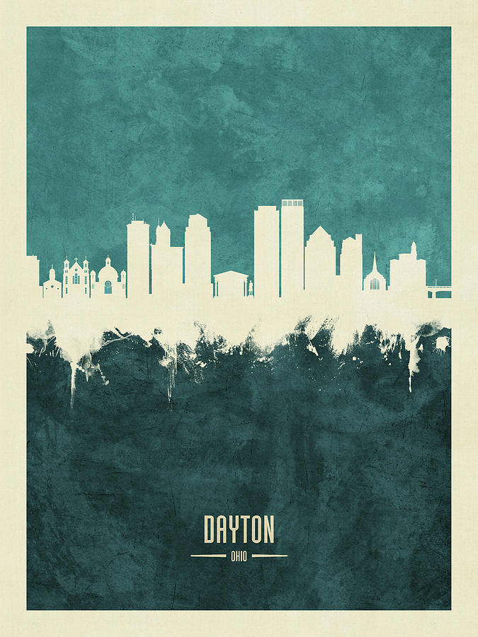 Skyline Digital Art - Dayton Ohio Skyline #16 by Michael Tompsett