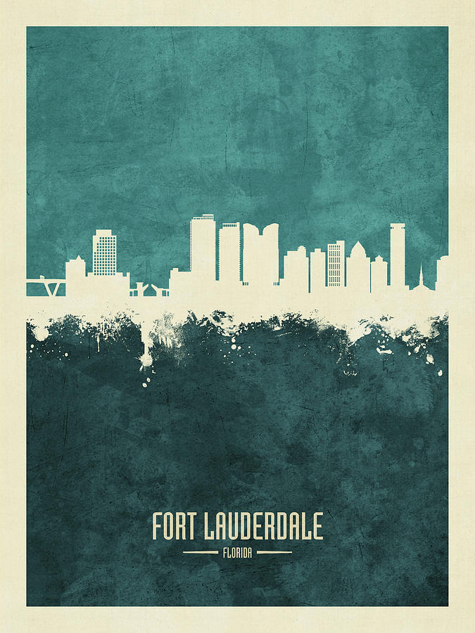 Skyline Digital Art - Fort Lauderdale Florida Skyline #16 by Michael Tompsett