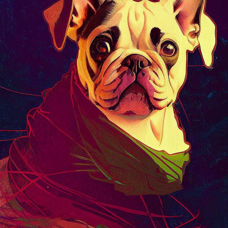 Dog Mixed Media - French bulldog #16 by SampadArt Gallery
