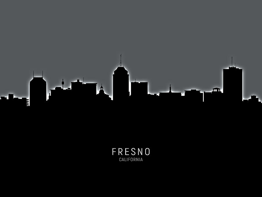 Fresno Digital Art - Fresno California Skyline #16 by Michael Tompsett