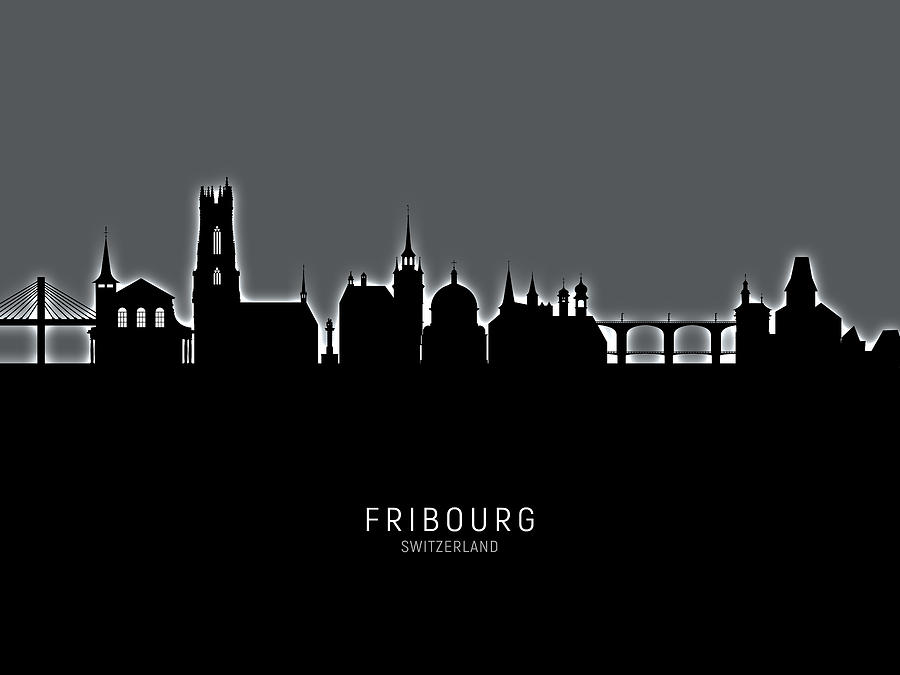 Fribourg Switzerland Skyline #16 Digital Art by Michael Tompsett