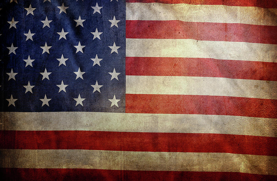 Independence Day Photograph - Grunge American flag #16 by Les Cunliffe