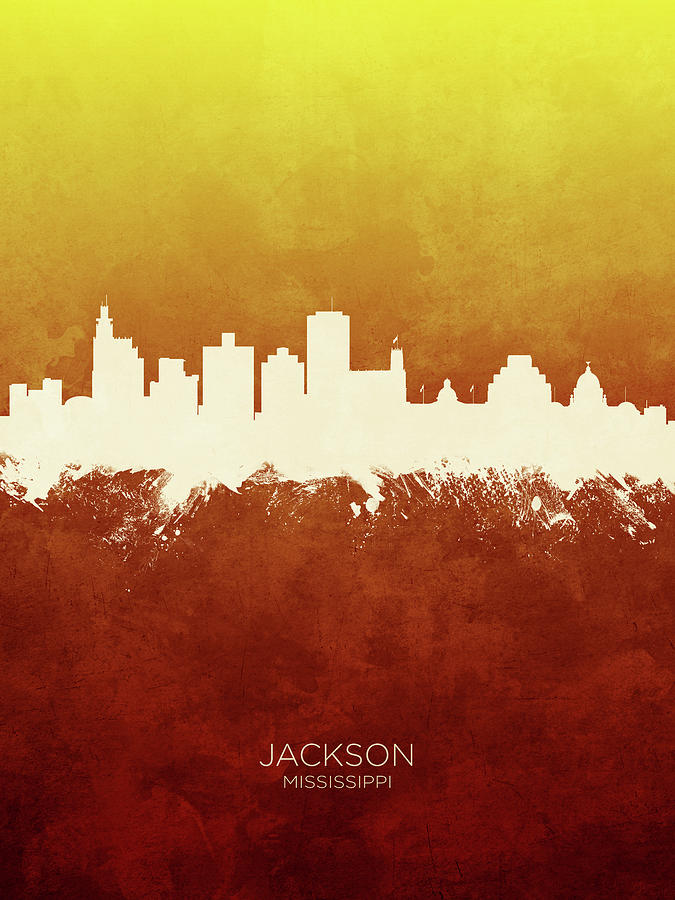 Jackson Mississippi Skyline #16 Digital Art by Michael Tompsett