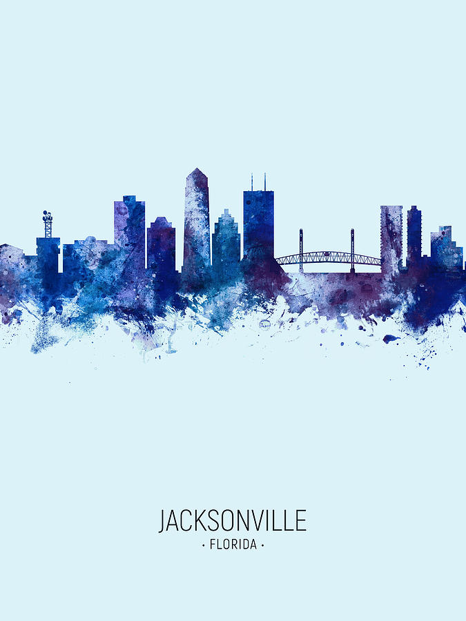 Jacksonville Digital Art - Jacksonville Florida Skyline #16 by Michael Tompsett