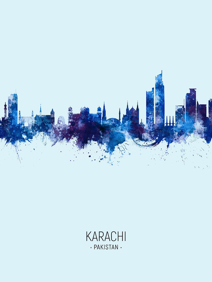 Karachi Pakistan Skyline #16 Digital Art by Michael Tompsett