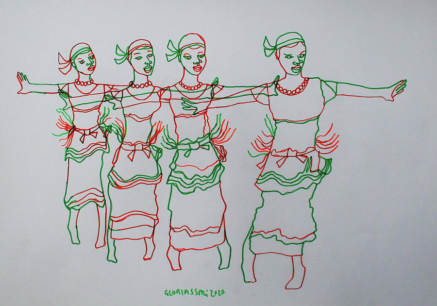 Kiganda Traditional Dance Uganda #16 Painting by Gloria Ssali