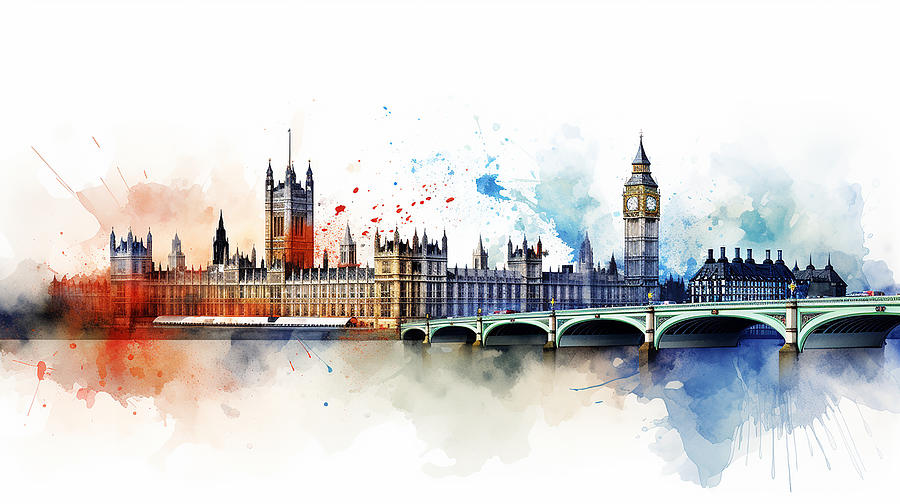 London Skyline Watercolour #17 Mixed Media