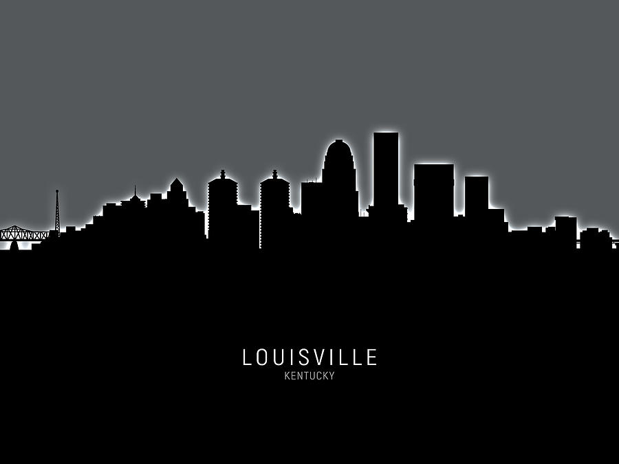 Louisville Digital Art - Louisville Kentucky City Skyline #16 by Michael Tompsett
