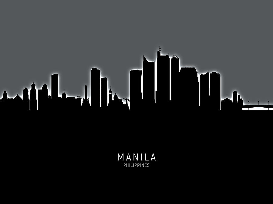 Manila Philippines Skyline #16 Digital Art by Michael Tompsett